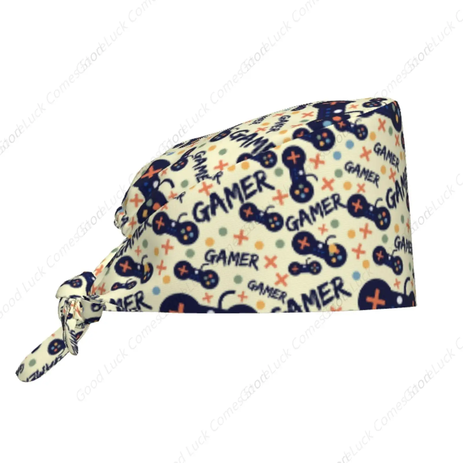 Game Controller Print Adjustable Nurse Cap With Sweatband Scrub Hat For Women And Men For Work