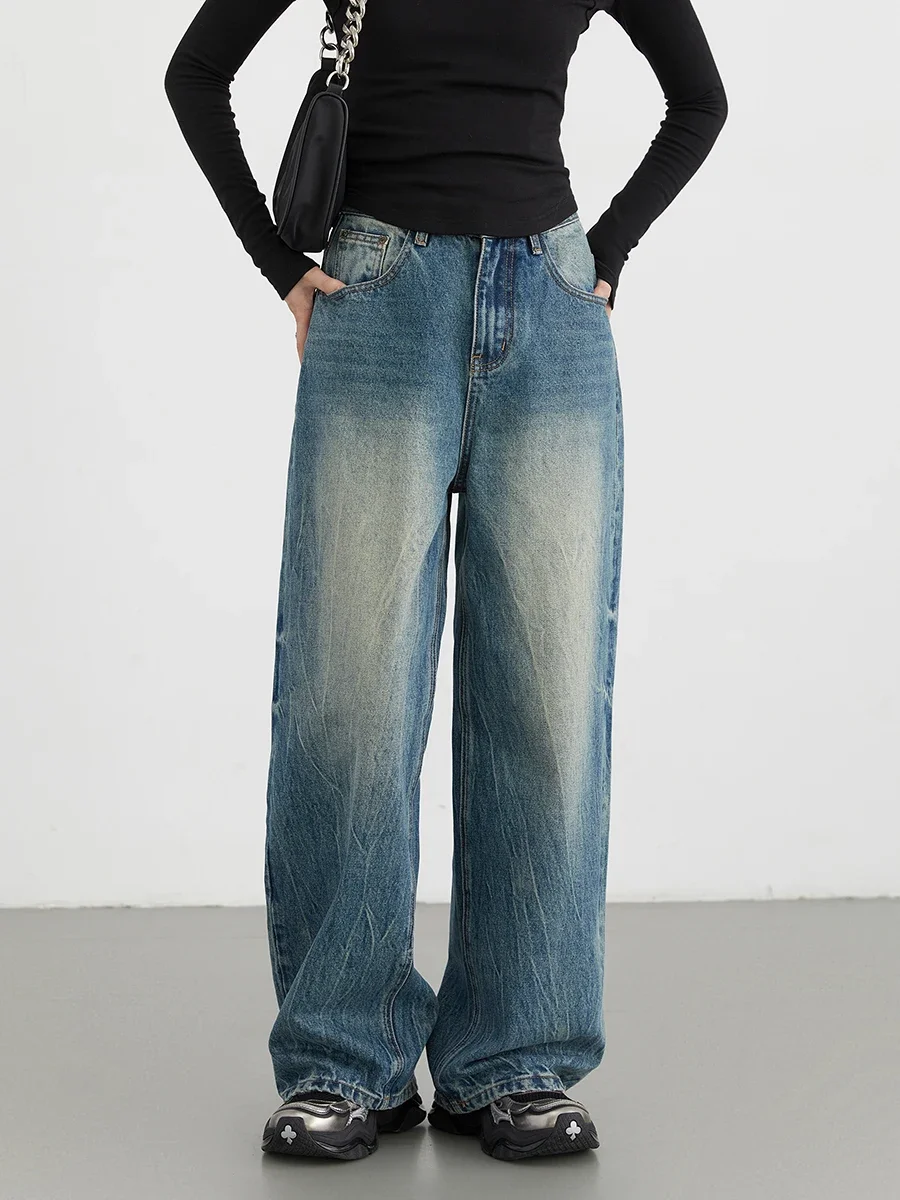 CHIC VEN Women Jeans Loose New High Waisted Washed Wide Leg Denim Pant Straight Leg Trousers Spring Autumn 2024