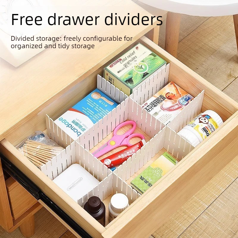 Juego de 4 Divisores de Cajones de Plástico, Organizador de Almacenamiento para Ropa Interior y Calcetines, Combinación Libre, Artículos para el Hogar