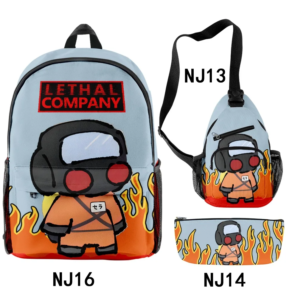 Fashion Youthful Funny Lethal Company 3pcs/Set Backpack 3D Print Bookbag Laptop Daypack Backpacks Chest Bags Pencil Case