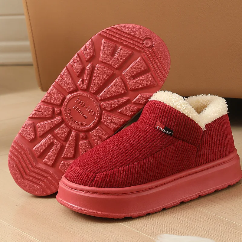 Unisex Winter-Plüsch-Schneestiefel mit Warmer Dicker Sohle für Innen- und Außenbereich Rutschfeste Hausschuhe – Detail 15