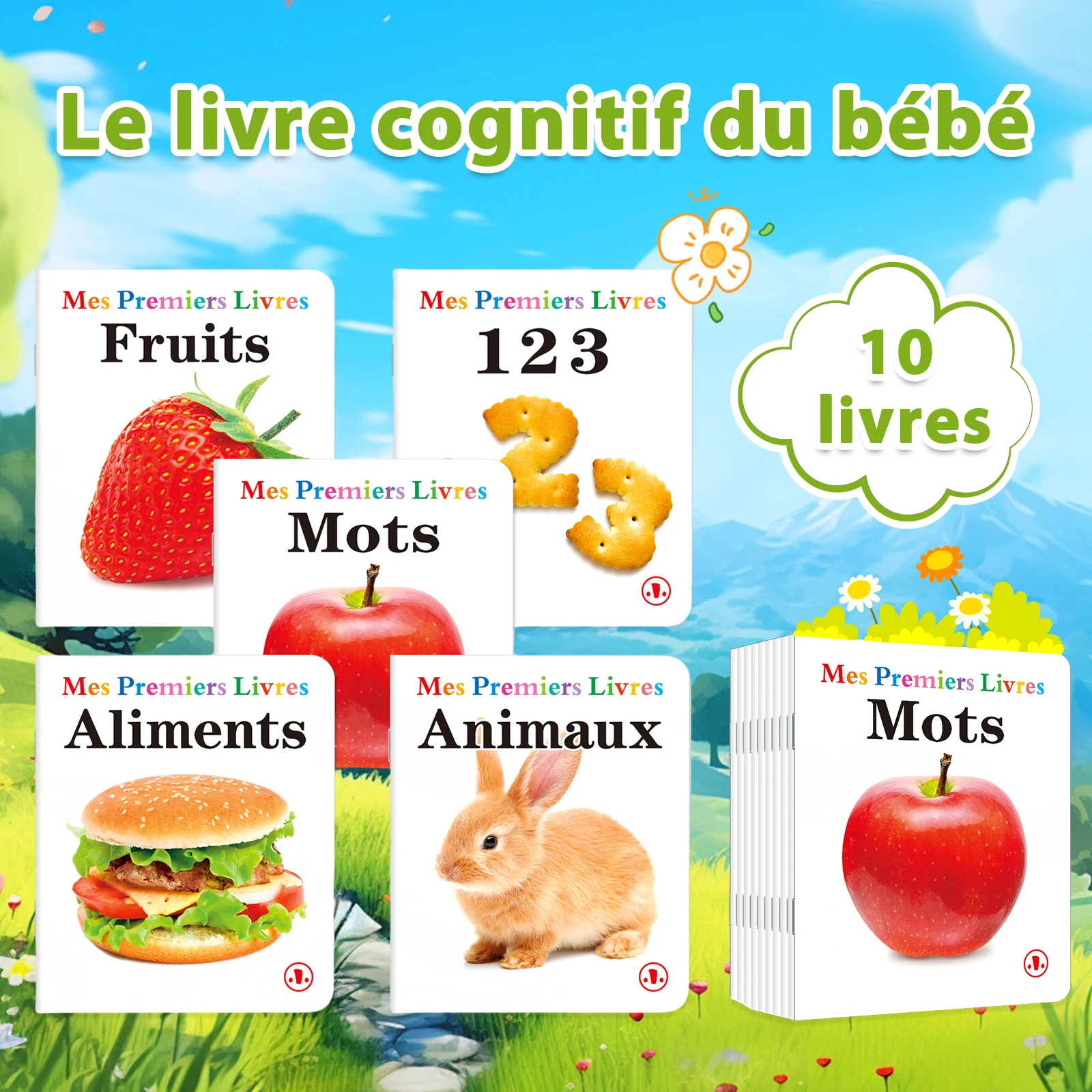 Children's Cognitive Book Set - 10 sets of the French 