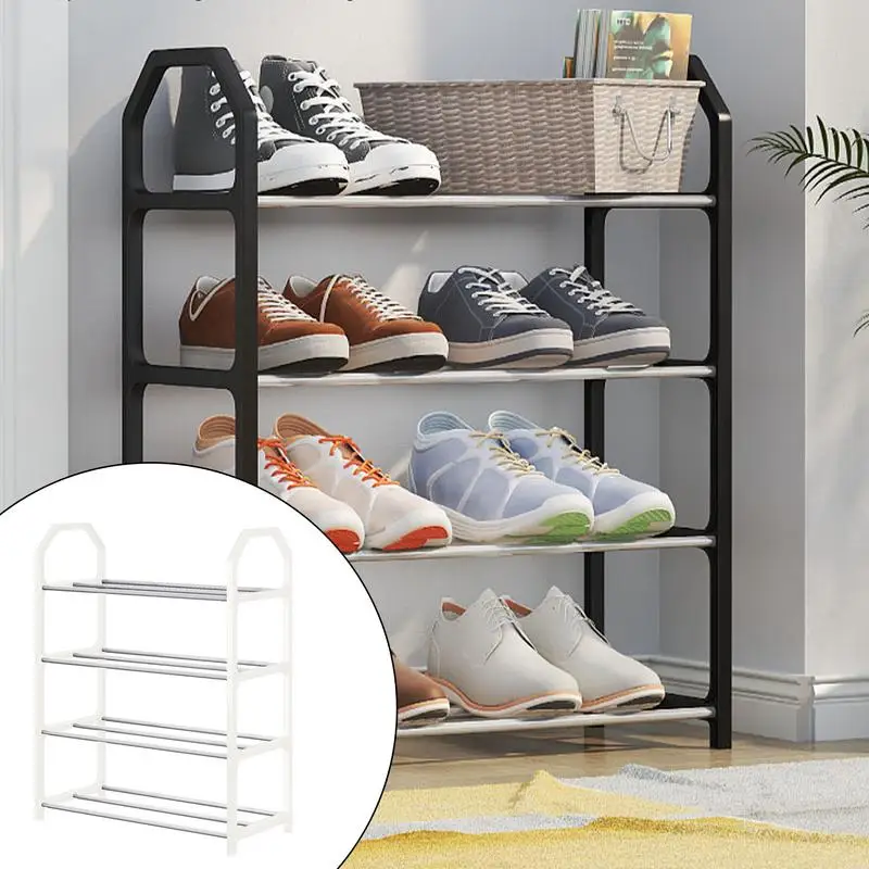 4 Tier Shoe Rack Organizer Shoe Organizer Storage Vertical Free Standing Racks Sturdy Space Saving Organizer For Home Indoor