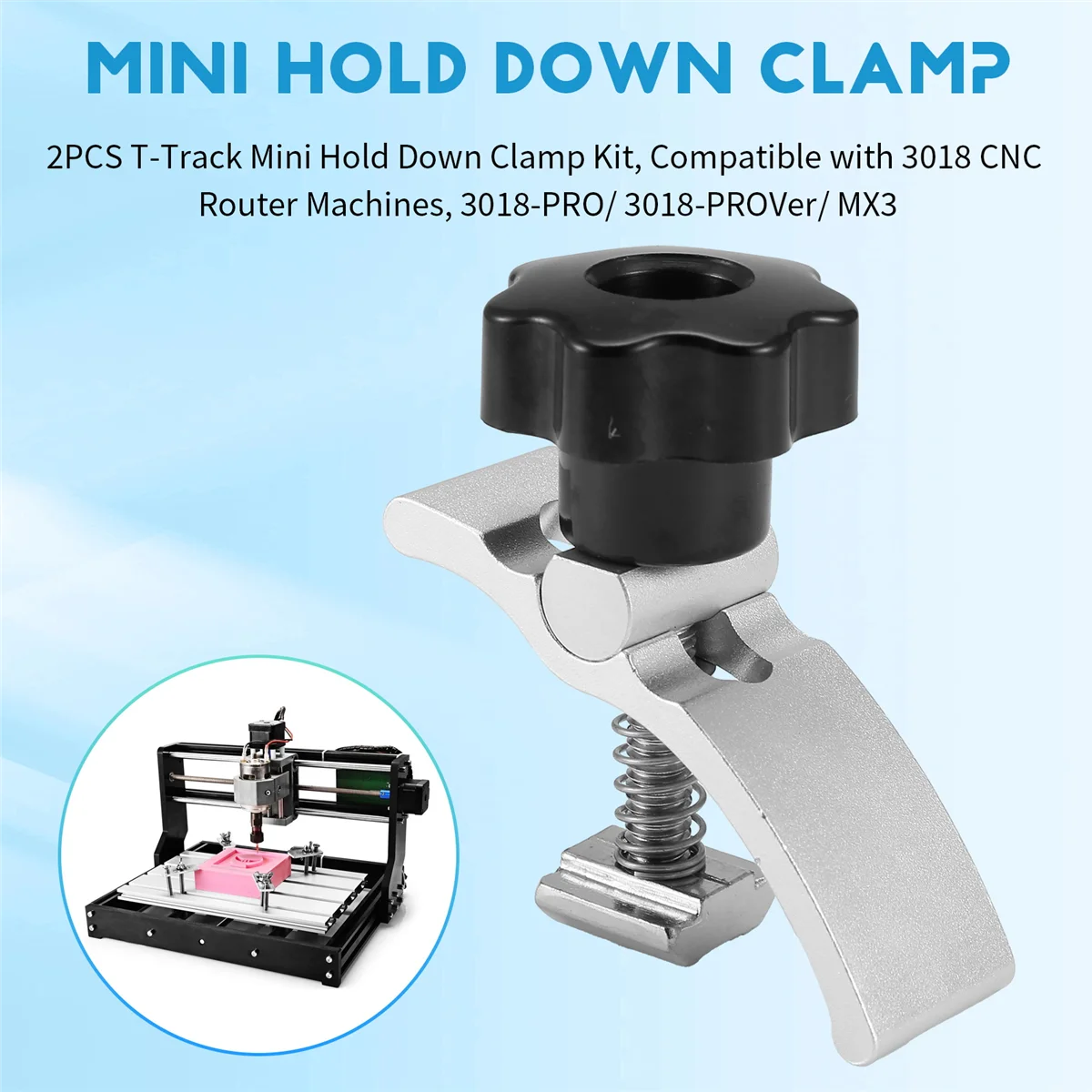 ABKM 2 قطعة T-Track Mini Hold Down Clamp Kit، متوافق مع آلات التوجيه CNC 3018، 3018-PRO/ 3018-PROVer/ MX3