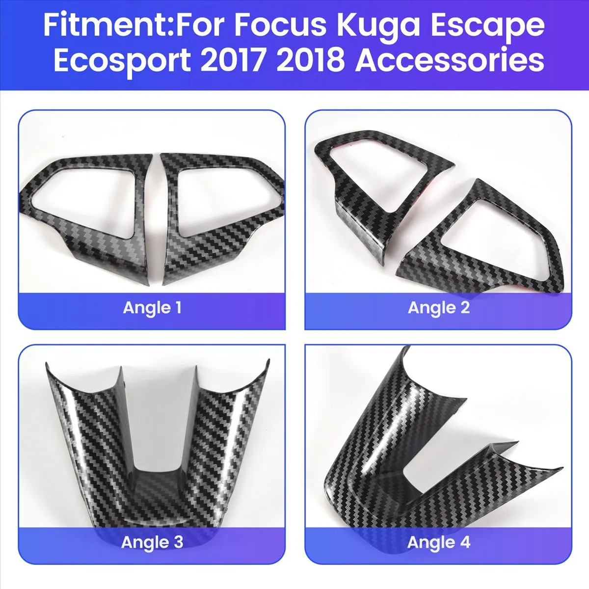 Super Sale Car 3Pcs/Set Interior Steering Wheel Protection Trim Sticker for Ford Focus Kuga Escape Ecosport 2017 2018 Accessorie