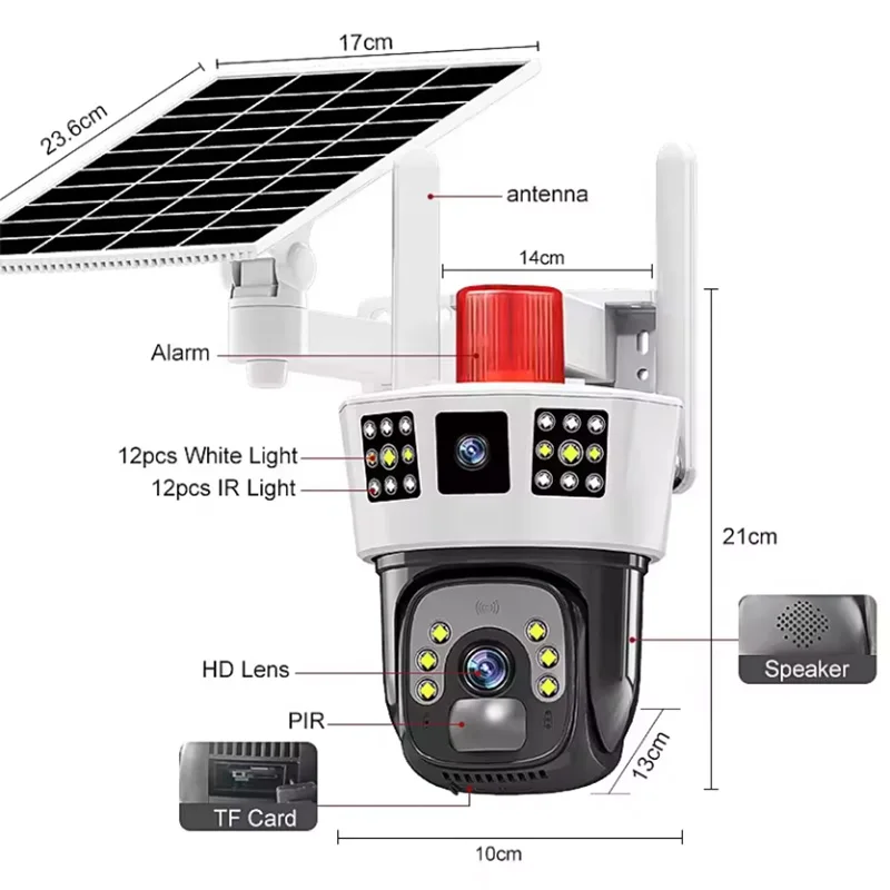 Imagem -02 - Saikiot-câmera de Segurança Cctv Psto Solar Câmera Ptz ao ar Livre Cartão Sim V380 Pro Telas Lente Dupla 12mp 6k Ptz 4g