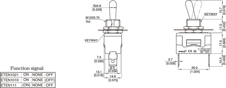 Hochwertiger 12-mm-Kippschalter, 2/3/4/6/9/12 Kontakte, zwei oder drei Positionen, E-TEN1021, 1322, 1321 – Detail 8