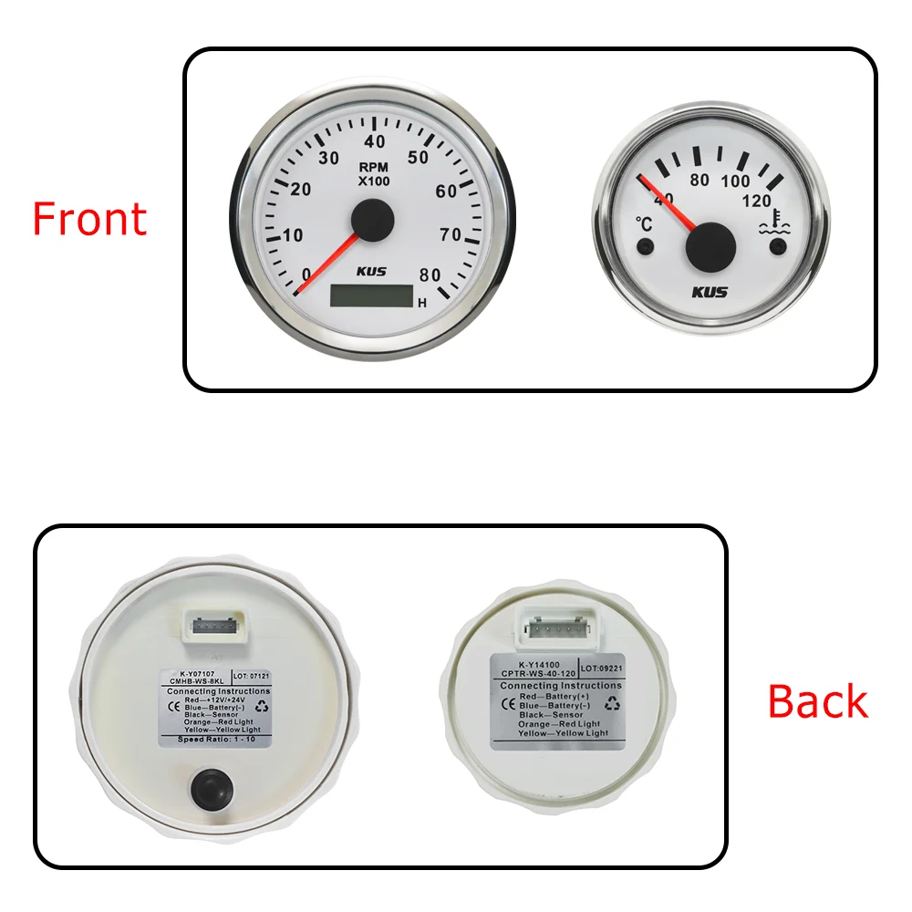 KUS Car Universal 85mm 0-200km/h GPS Speedometer Tachometer + 52mm Water Temp Oil Pressure Fuel Level Meter Voltmeter 12V