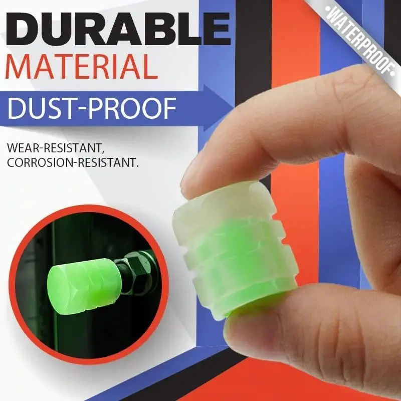 Universal Luminous Valve Cap Plastic Dust-proof Tires Wheel Hub Valve Glowing Tyre Stem Covers Applicable Car Motorcycle Bike