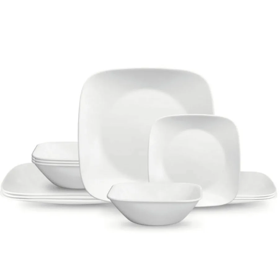 

Visit the Corelle Store Corelle Classic Pure White Square 12Piece Dinnerware Set