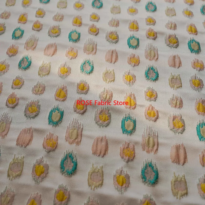 1 meter Apricot Pink Embossed Yarn Dyed Jacquard Fabric Spring Autumn Women's Dress Bag Diy Sewing Fabric