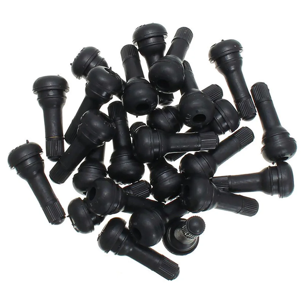 50pcs Tr413 Short Rubber Tubeless Black Snap-in Tyre Tire Valve Stems Tire Valve With Dust Cap Auto Professional Spare Parts