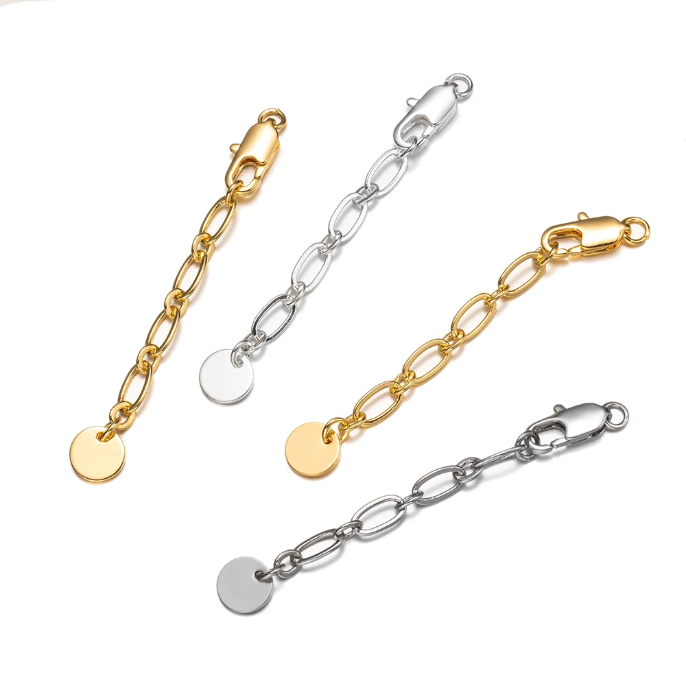 2pcs/Lot Extension Tail Chain With Lobster Clasps Connectors For DIY Bracelets Necklaces Jewelry Making Supplies Accessories