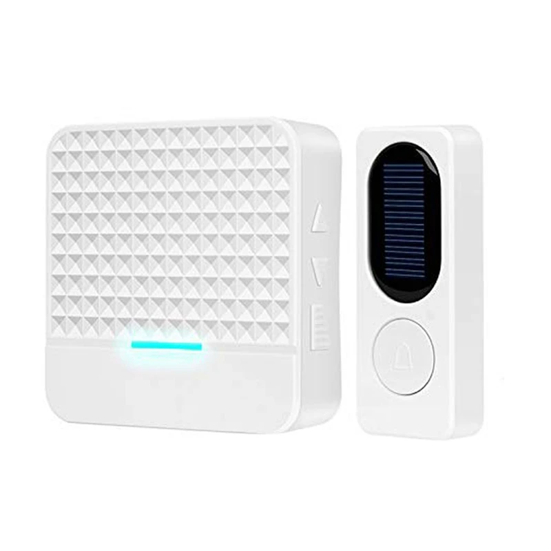 Timbre inalámbrico con luz nocturna Led, timbre de puerta Solar, Kit de timbre impermeable, No requiere baterías, botón pulsador del Panel remoto