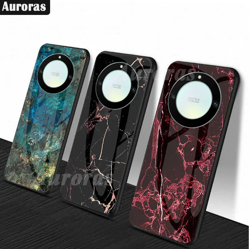 Auroras For Honor Magic 5 Lite 4G 5G Case Tempered Glass Soft Silicone Frame Cover Marble Print For Honor Magic 4 Pro Cover