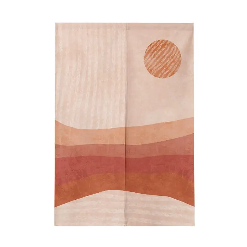 Nordic Leaf Fabric Door Curtain Fresh Plant Half Curtain Partition No Punching for Home Decor Door Curtain Home Decoration