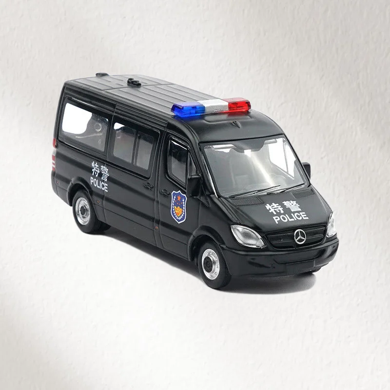 POPRACE Diecast 1/64 Scale Benz Alloy Model Cars Benz Ling Police Car Y64-04 Play Vehicles Toys for Boys Gift Original Box