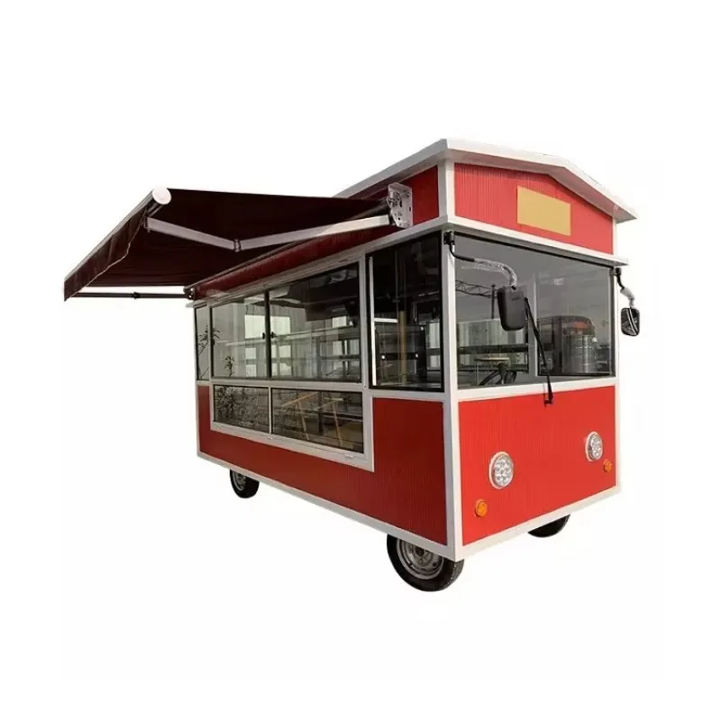 USA Standard Mobile Pizza & Hot Dog Trailer with Deep Fryer Snack Food Trailer Customized Black Fiberglass Food Truck