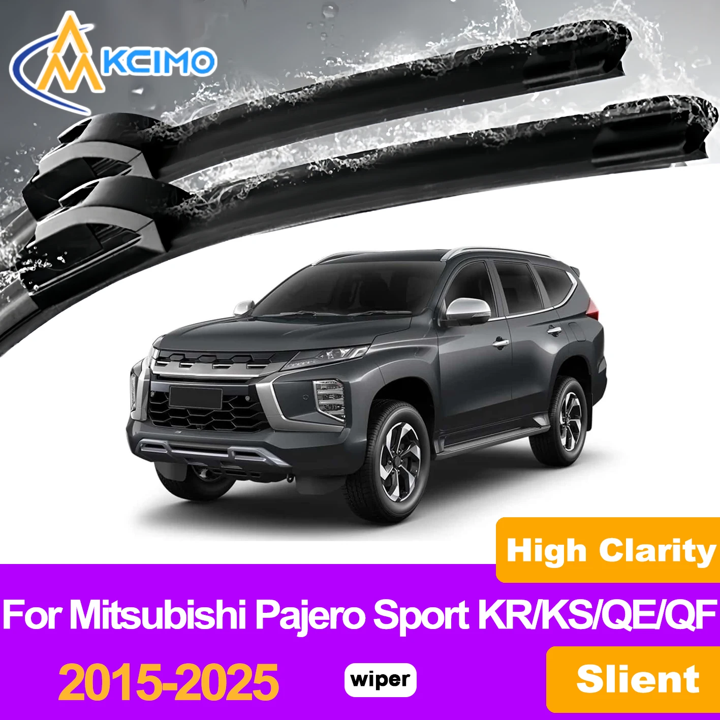 

KCIMO 2PCS Front Windshield Wiper Blades For Mitsubishi Pajero Sport KR/KS/QE/QF 2015-2025, Rainy Foggy Improved Visibility