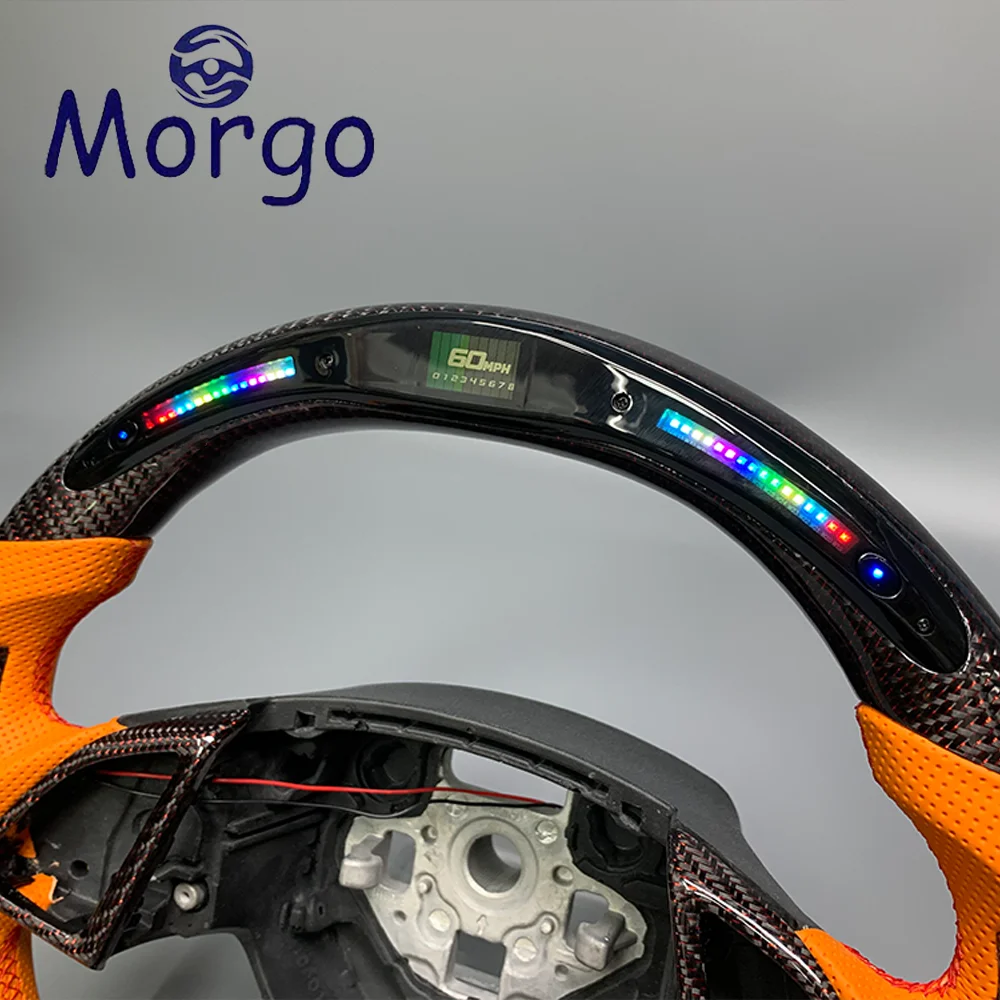 Interior Accessories Customized Red Carbon Fiber LED Steering Wheel for Chevrolet Camaro Corvette C7 2016-2020 Racing Style