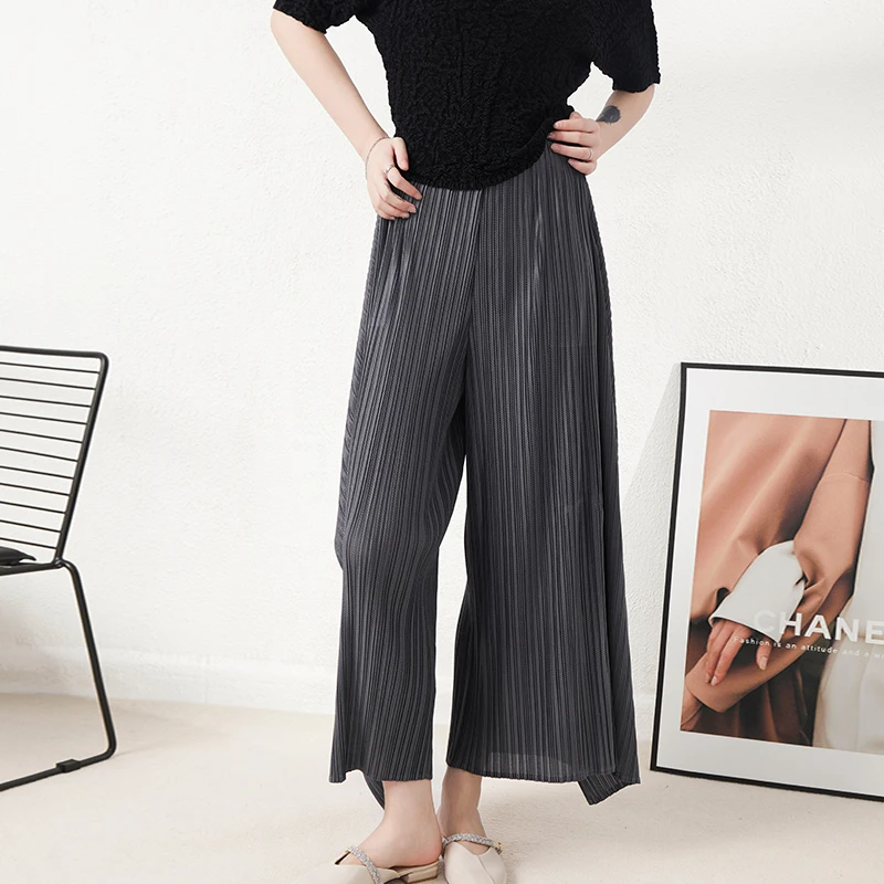 Miyake Pleated Pants Women Irregular Design Sense of Loose New Cross-border Explosive Nine Casual Pants Woman Palazzo Pants