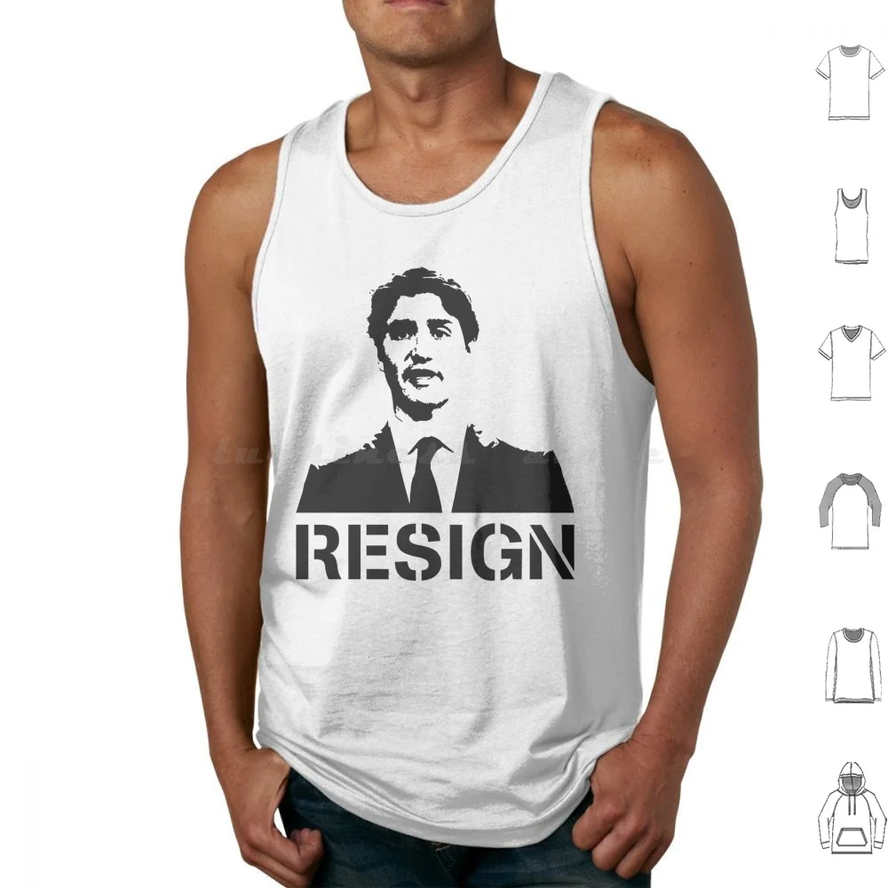 Resign Justin Trudeau Must Go Black Stencil Street Art Style Tank Tops Vest Sleeveless Trudeau Must Go Canada Trudeau Anti