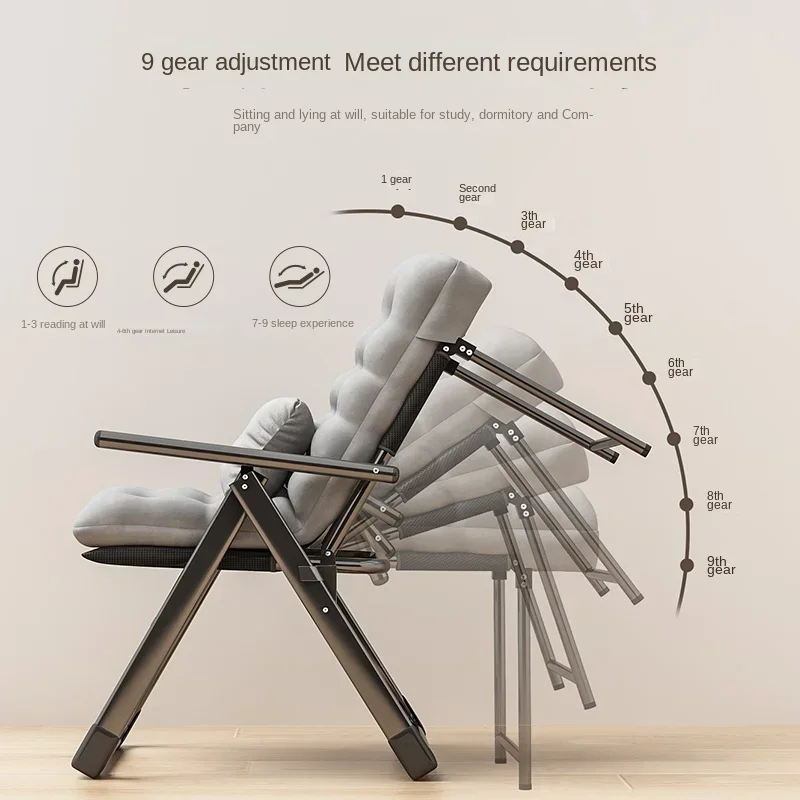 Folding Single Bed, Heavy Duty Multi-function Lounge Salon Chair with Armrest, Quick Nap Indoor Use, Breathable Material