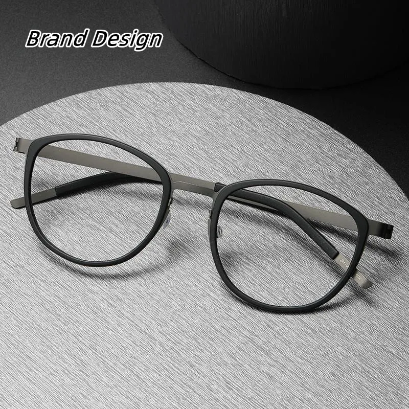 2023 Titanium Glasses Frame for Men Women Vintage Round Myopia Optical Eyewear Screwless Prescription Eyeglasses Frame Spectacle