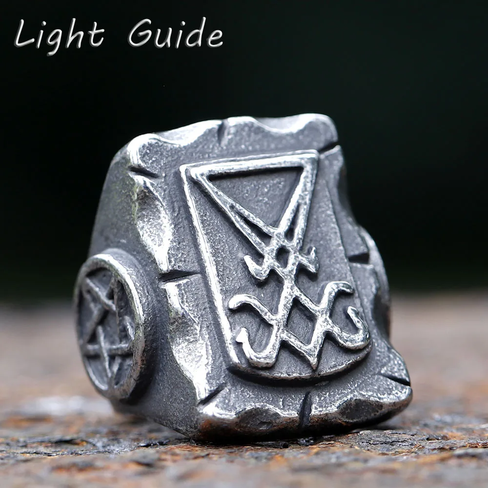 2023 New Fashion Stainless Steel vintage sigi Lucifer satan Ring Men punk Rings Womens Band Jewelry Gift free shipping