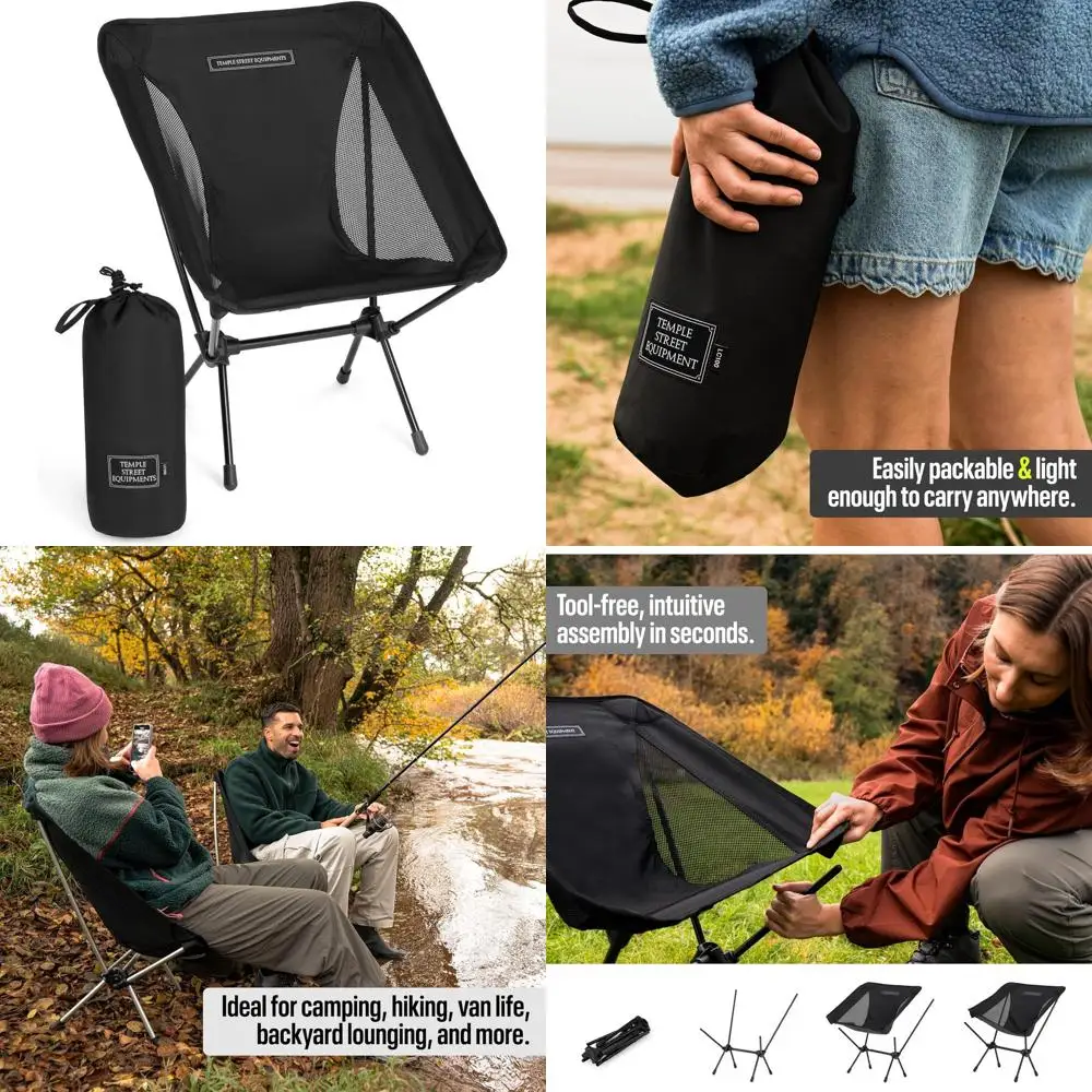 

Ultralight 2lbs Compact Camping Chair - Ideal for Outdoor Adventures, Beach, Festivals, Urban Leisure, and Garden Relaxation