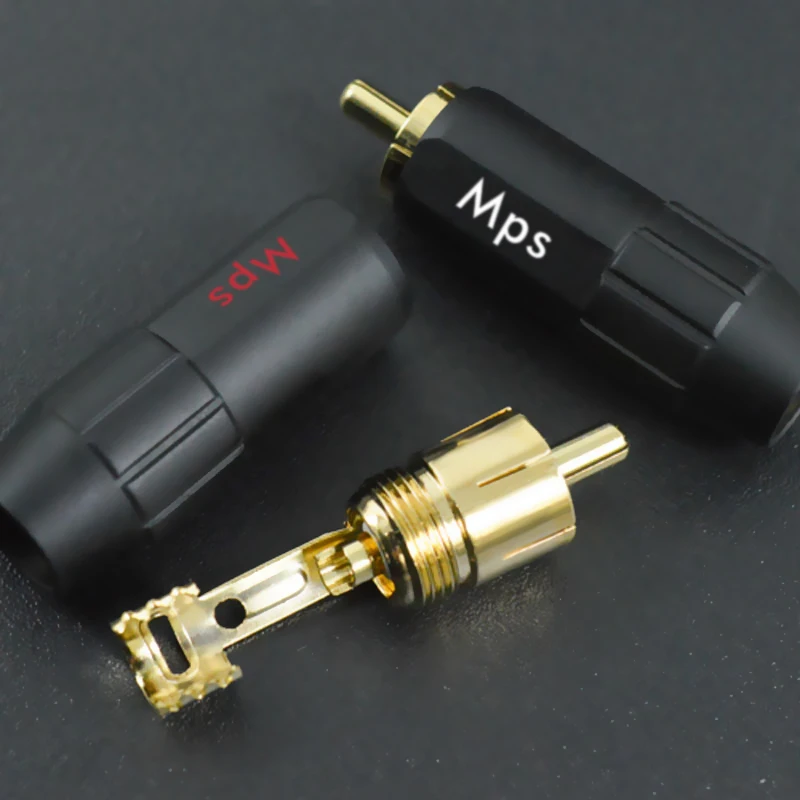 HiFi MPS Flat-8 Audio Copper 24K Golden Plated RCA plug lotus For 8mm cable for CD DVD Amplifier DAC plug