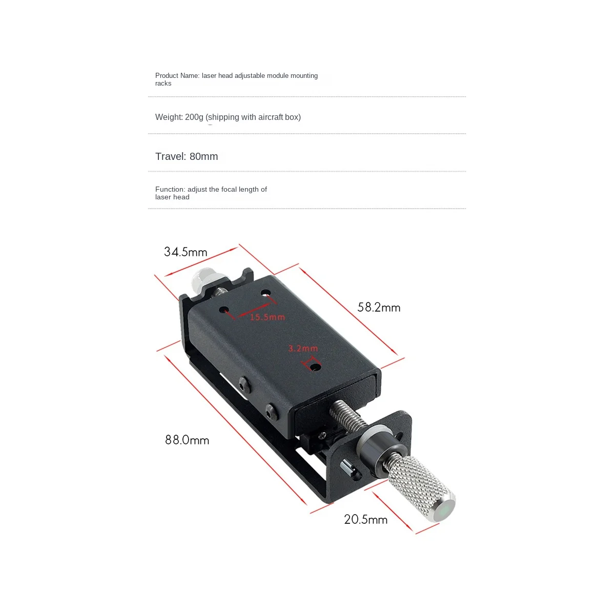 Cnc Slider Z Axis Adjuster High-Precision Matal Laser-Module Focus Silding Height Adjuster Diy Laser-Engraver Machine