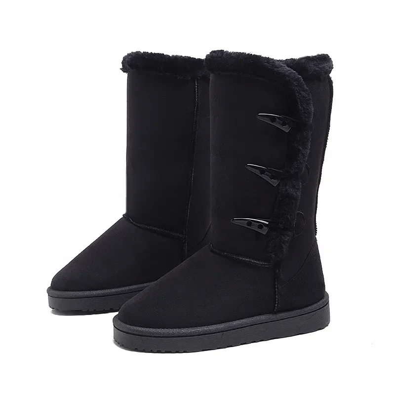 Trendige, warme Damen-Winterstiefel, wasserdicht, rutschfest, mit Stiefelriemen in Bullhorn-Optik, Damen-Knöchelstiefel, Baumwollschuhe. – Detail 7