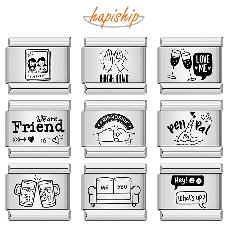 Браслет Hapiship из нержавеющей стали диаметром 9 мм с итальянскими подвесками для женщин и лучших друзей, DJ1054, 2024 Браслет Hapiship из нержавеющей стали диаметром 9 мм с итальянскими подвесками для женщин и лучших друзей, DJ1054, 2024