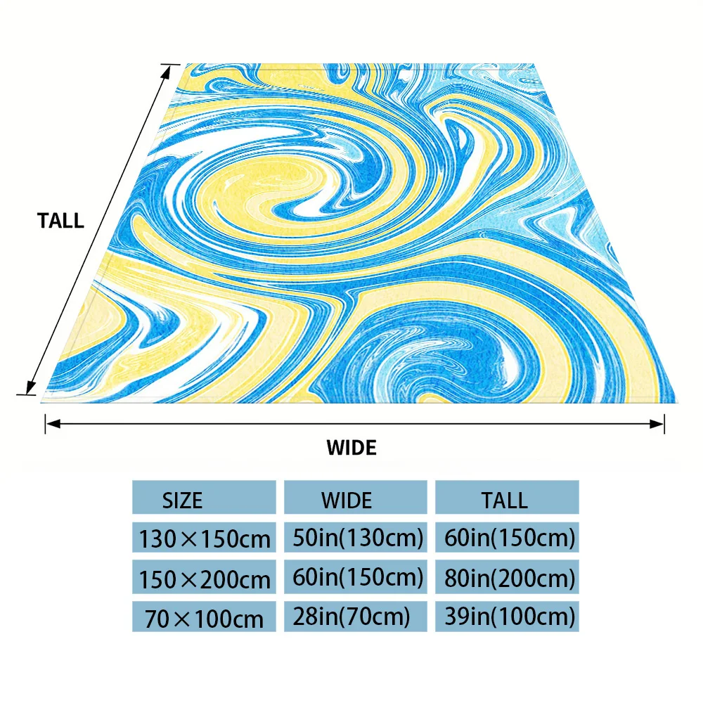 Blue Yellow Marble Swirls Sofa Specific Soft Flannel Blanket, Universal Plush Gift Blanket For All Seasons