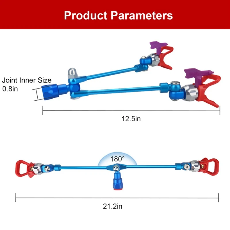 Airless Paint Spray Extension Pole Double 517 Nozzle Head Painting For Sprayer Guard Powerful Spraying Tool