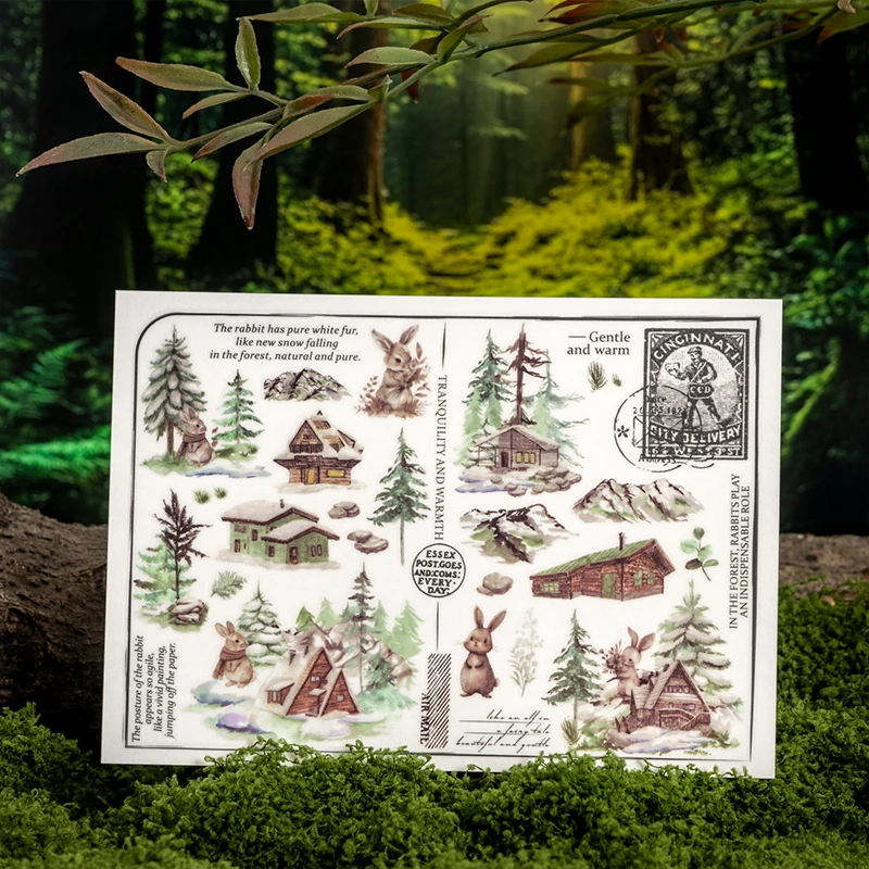 فرك جمالي على ملصقات شجرة الغابات أوراق النباتات خمر نقل ملصق لوازم لمجلة غير المرغوب فيه سكرابوكينغ ديكو المواد #3