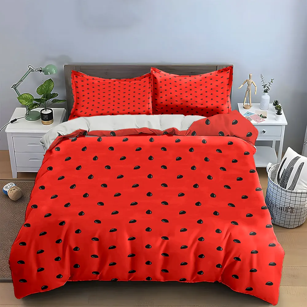 

"Watermelon-Inspired Home Decor Set" Soft Skin-Friendly Bedding Set Includes 1 Duvet Cover And 2 Pillowcase, Gift