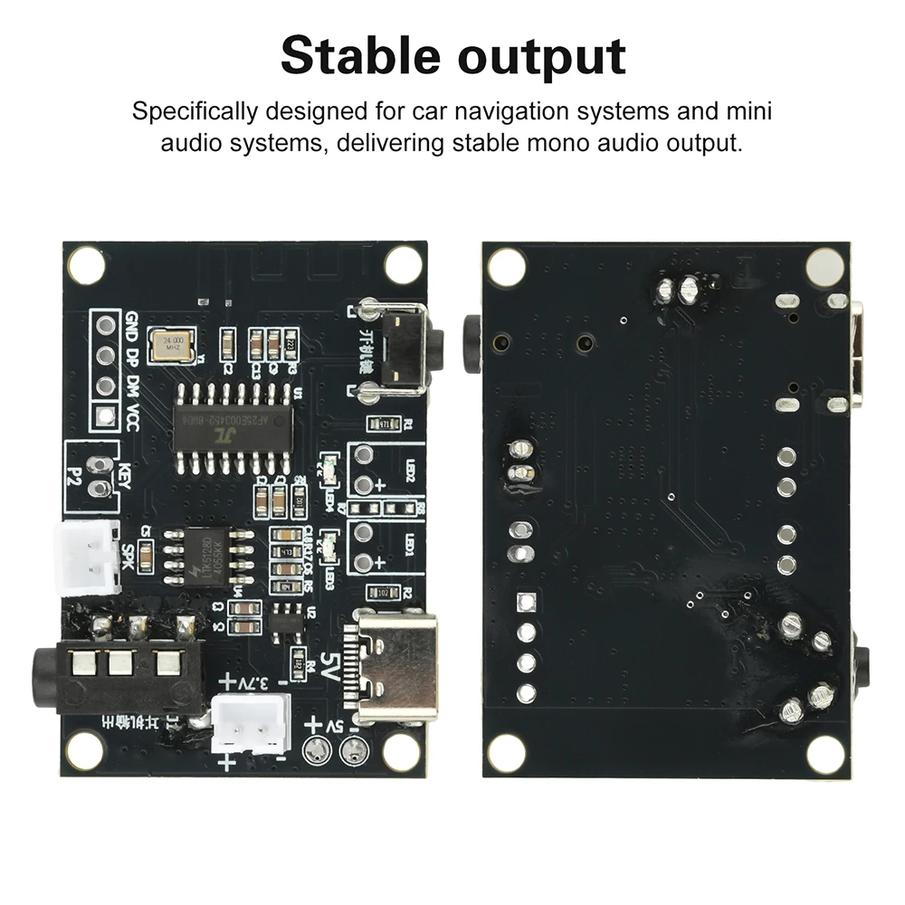 5W Bluetooth Amplifier Board Mono Mini Audio Module DC 3.7V-5V Power Supply for Car Navigation Systems