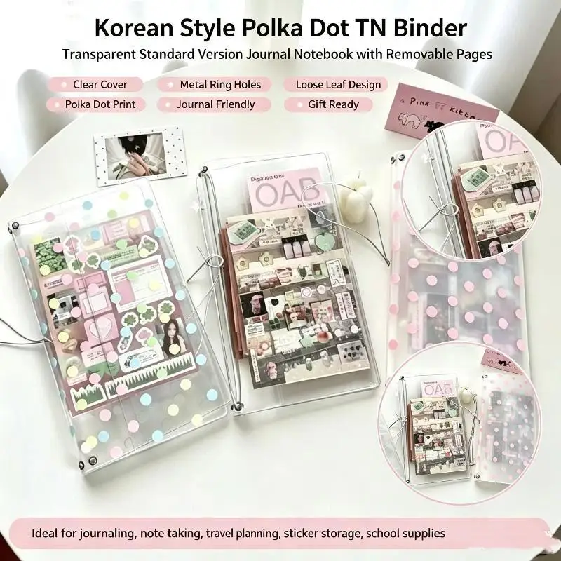 Korean Transparent TN Notebook Cover With Elastic Band Traveler Notebook PVC Binder For Travel Transparent Storage Folder