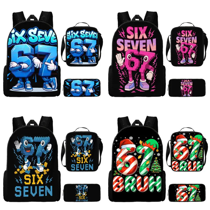 

16inch 3pc Steal A Brainrot Backpack LunchBag Number 67 Backpack For Students Bookbag Lightweight Backpack Shoulder Bag Pen Case