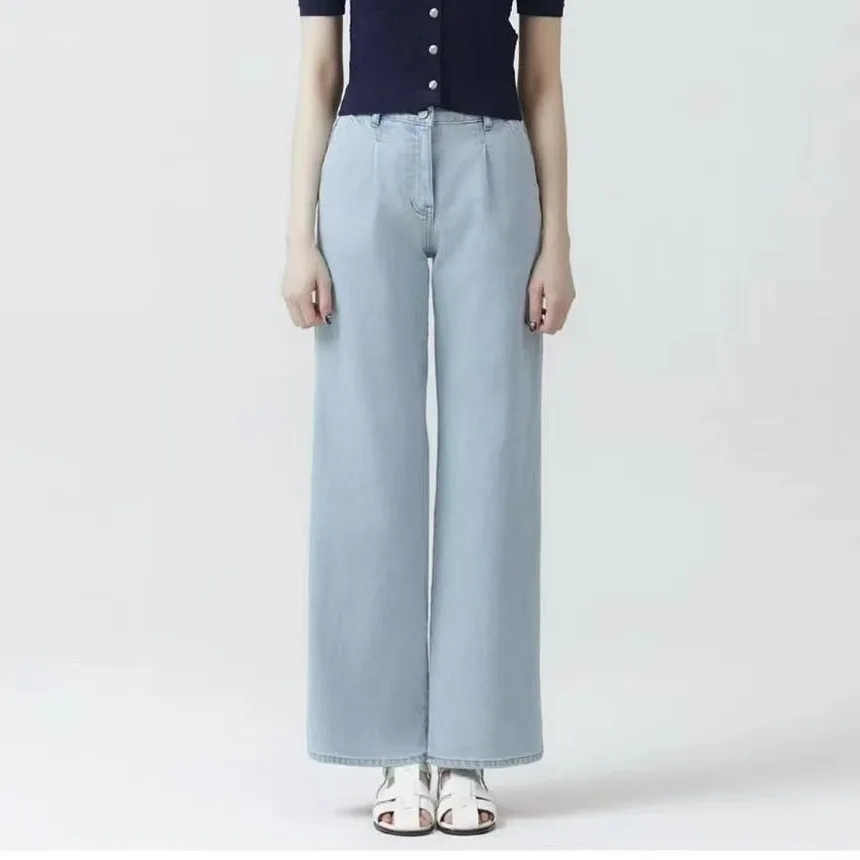 

Облегающие джинсы с высокой талией, повседневные прямые длинные брюки, весна-лето, тонкие джинсовые брюки для женщин, удобные эластичные джинсы