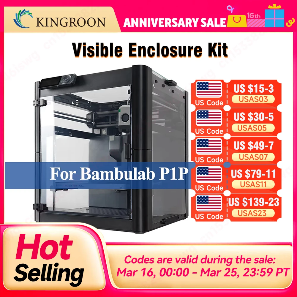 

For Bambulab P1P Enclosure Assemble kit Tempered glass+4 Transparent Acrylic Panel+4 Magnetic ABS printing corners+Screws