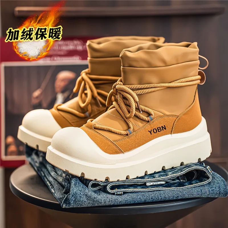 

Men's Thermal Waterproof Winter Boots - Non-Slip Plush Lined Snow Sneakers for Cold Weather