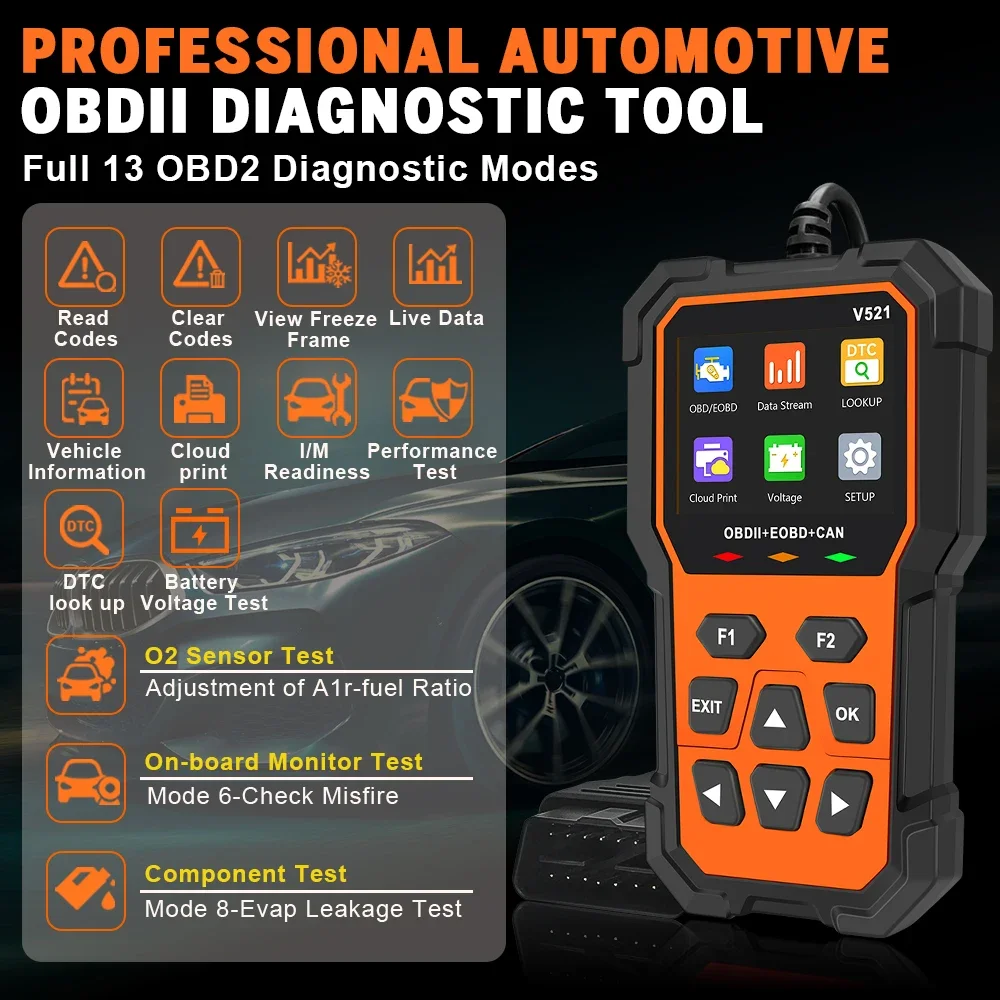 Professional OBD2 Scanner Diagnostic Tool Vehicle Code Reader Clear Engine Fault Code Check Engine Light OBDII Diagnostic Tool