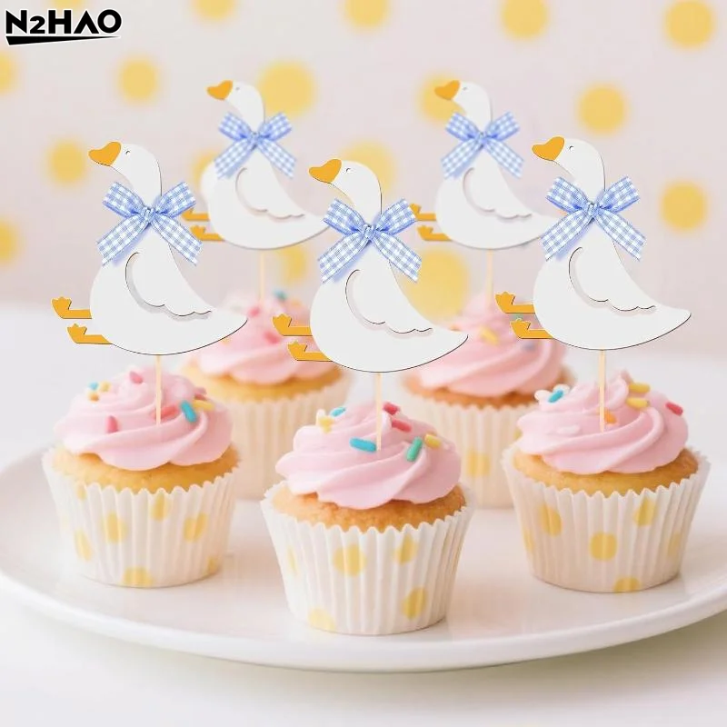 12pcs Silly Goose Cake Birthday Cakeate Insert Card Birthday Cakeateating Cupcake Toppers Kids Birthday