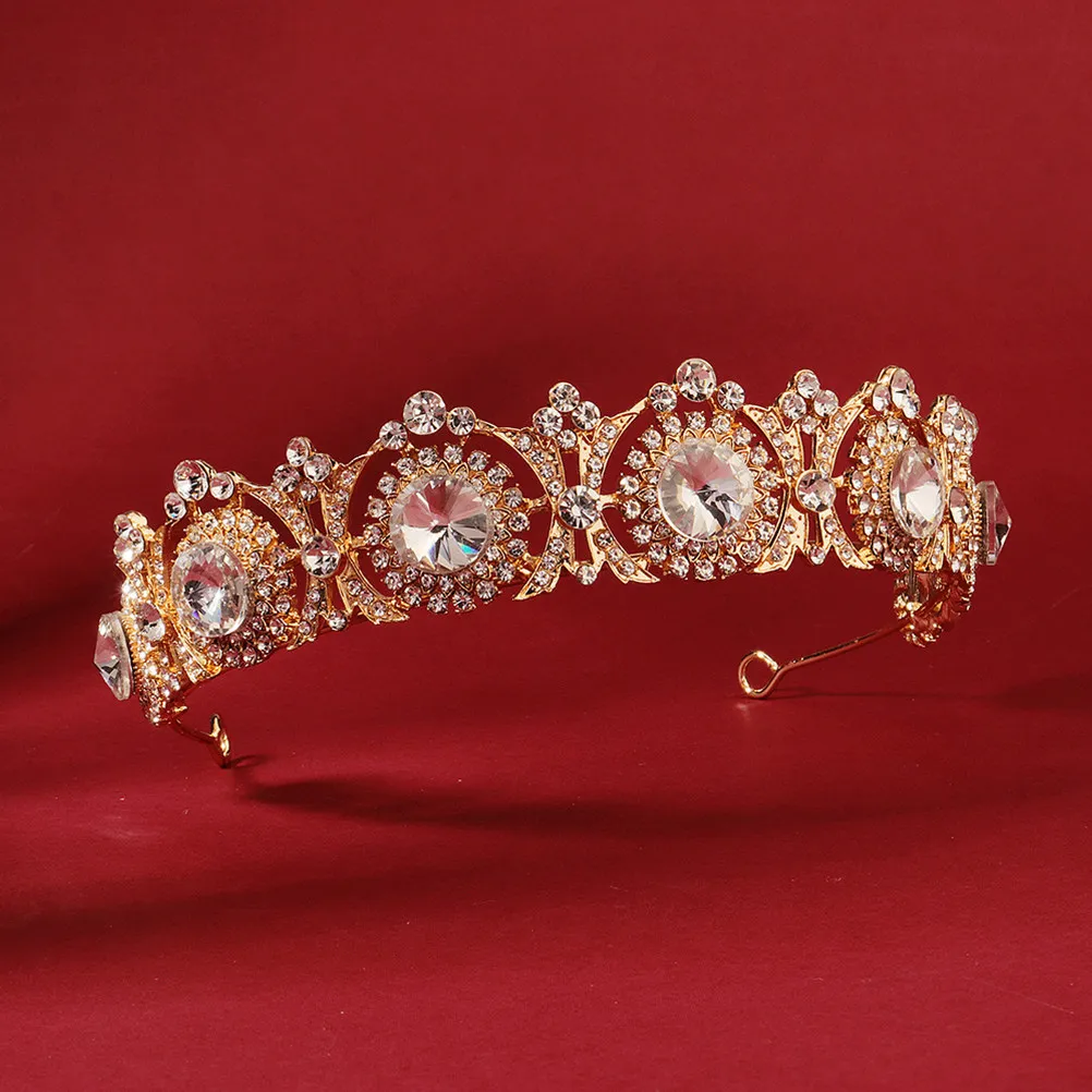 Headpiece for Women Unique Design Golden Bridal Vintage Crown Headdress Tiara Wedding