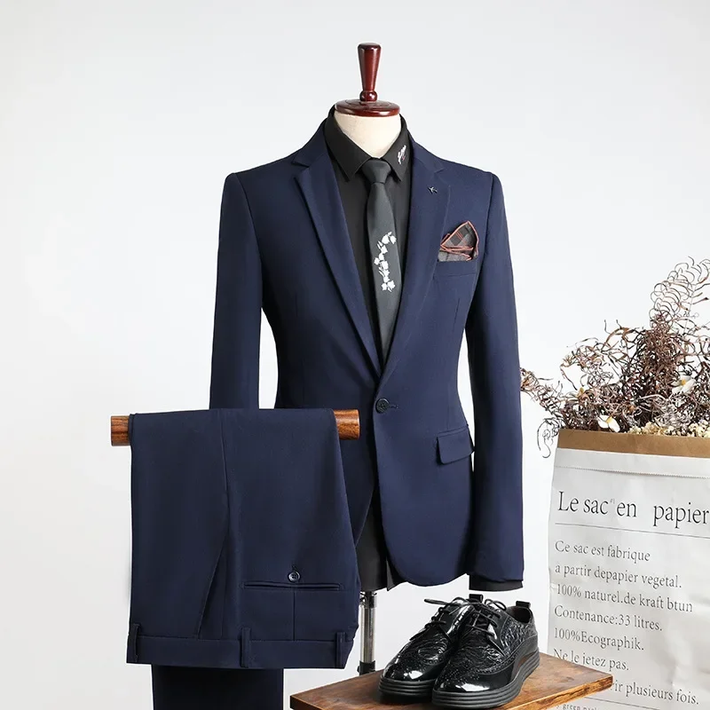 (42) Customized New Men's Korean Style Slim and Fashionable Wedding Suits