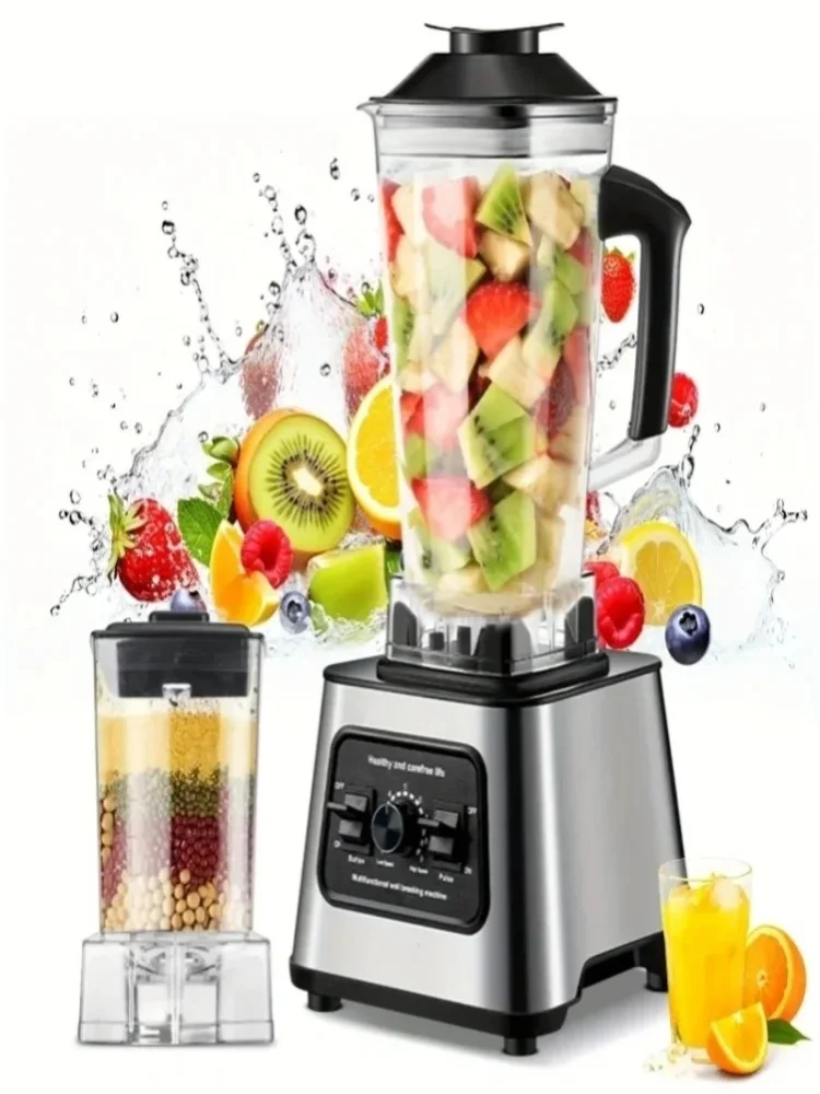 6000W 2-in-1 Hochgeschwindigkeits-Standmixer 2,5L Fassungsvermögen 9-Stufen-Einstellung Eiszerkleinerung & Entsaftung Multifunktions-Küchenmaschine
