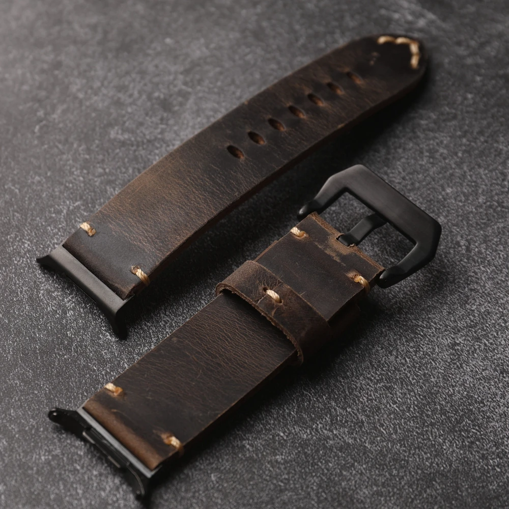 High Quality Handmade Layer Italian Leather Strap Suitable For Samsung Galaxy Watch 6 7 44MM 47MM Ultra High-End Leather